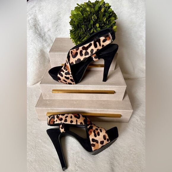 Diane Von Furstenberg Leopard Print Pony Hair Platform Heels – Size 8 - Picture 16 of 17